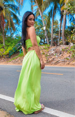 VACAY LINEN V ROMPER - LIME