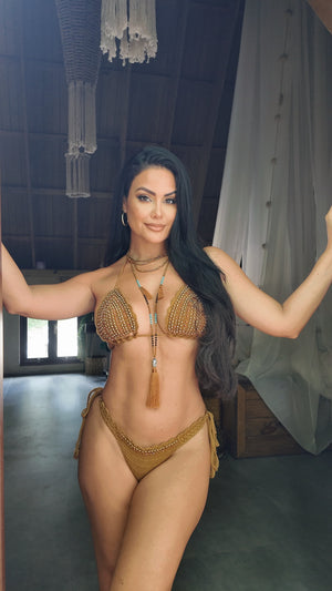 JEWELS CROCHET SWIMSUIT - BRONZE