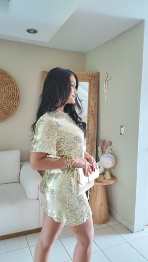 GOLD SEQUIN TDRESS