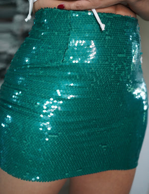 
            
                Load image into Gallery viewer, TEAL SEQUIN SKIRT
            
        