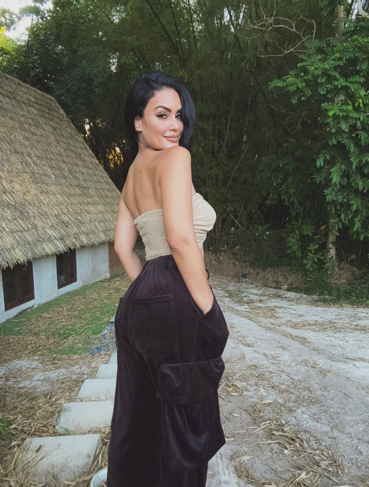 SUEDE LOOK CARGO - CHOCOLATE