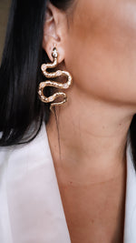 PEARLED SNAKE STAINLESS STEEL EARRINGS