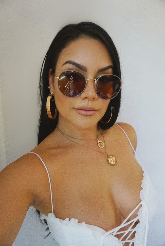 RETRO SUNGLASSES - BROWN/GOLD