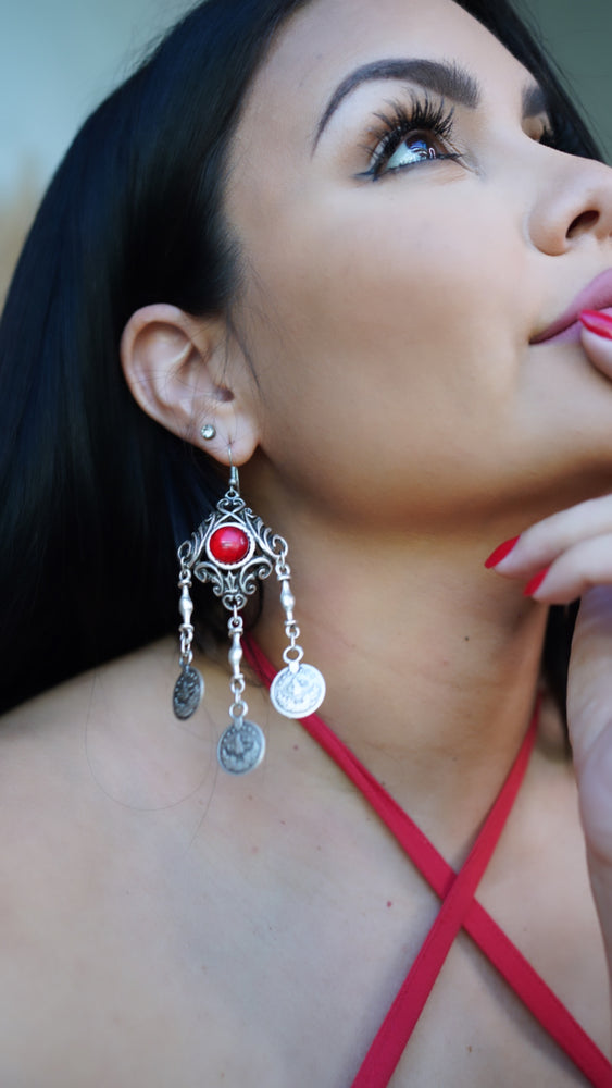 
            
                Load image into Gallery viewer, TURKISH RED STONE EARRINGS
            
        