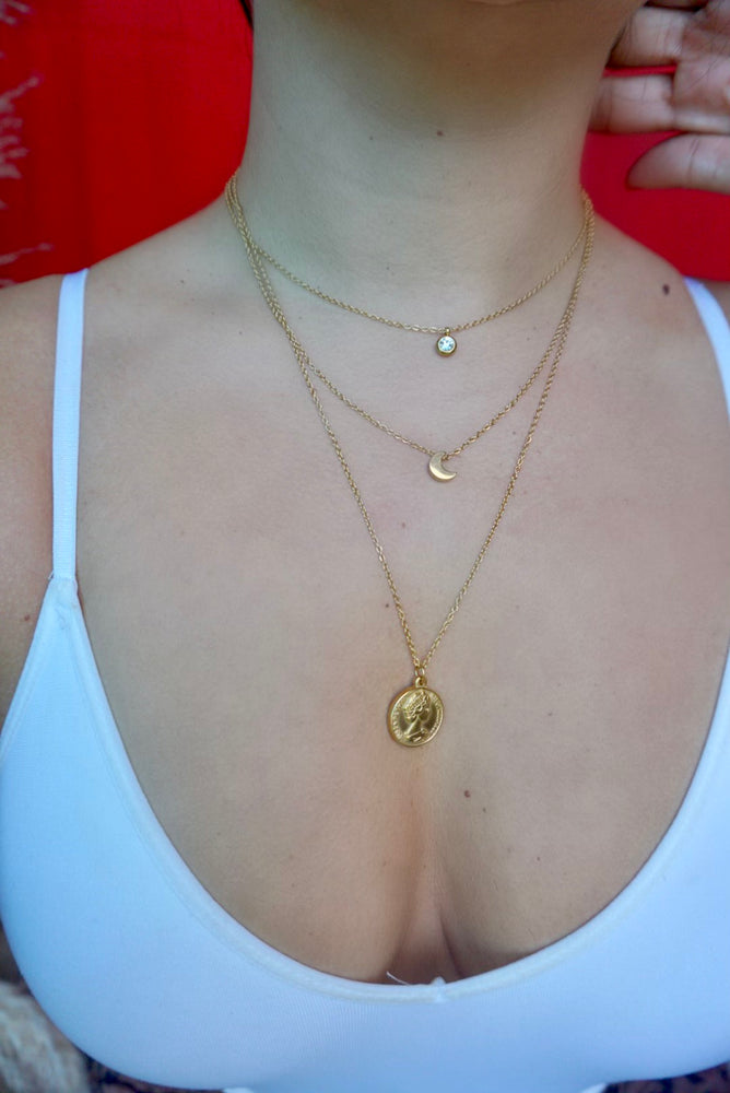 Moon Shine Layered Necklace - GOLD
