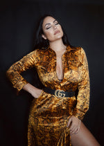 PYTHON SATIN MAXI DRESS