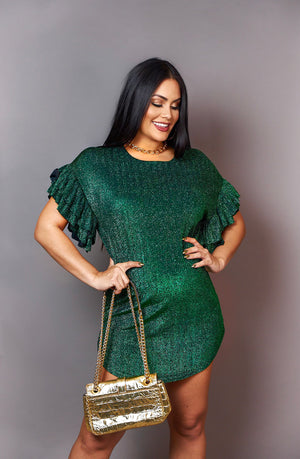
            
                Load image into Gallery viewer, EMERALD SHINNY DRESS
            
        